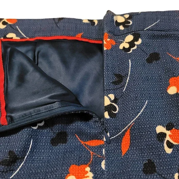 Boden Women's Tweed Lined Skirt Blue Floral US 12 UK 16 - Picture 3 of 5